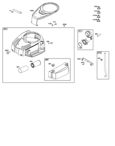Blower Housing And Air Cleaner Group Diagram and Parts List for 31S977-0020-B5 200000 - 399999 Briggs and Stratton Engine